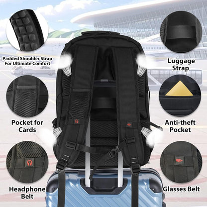 55L Extra-Large Travel Laptop Backpack with USB Charging Port and RFID Protection