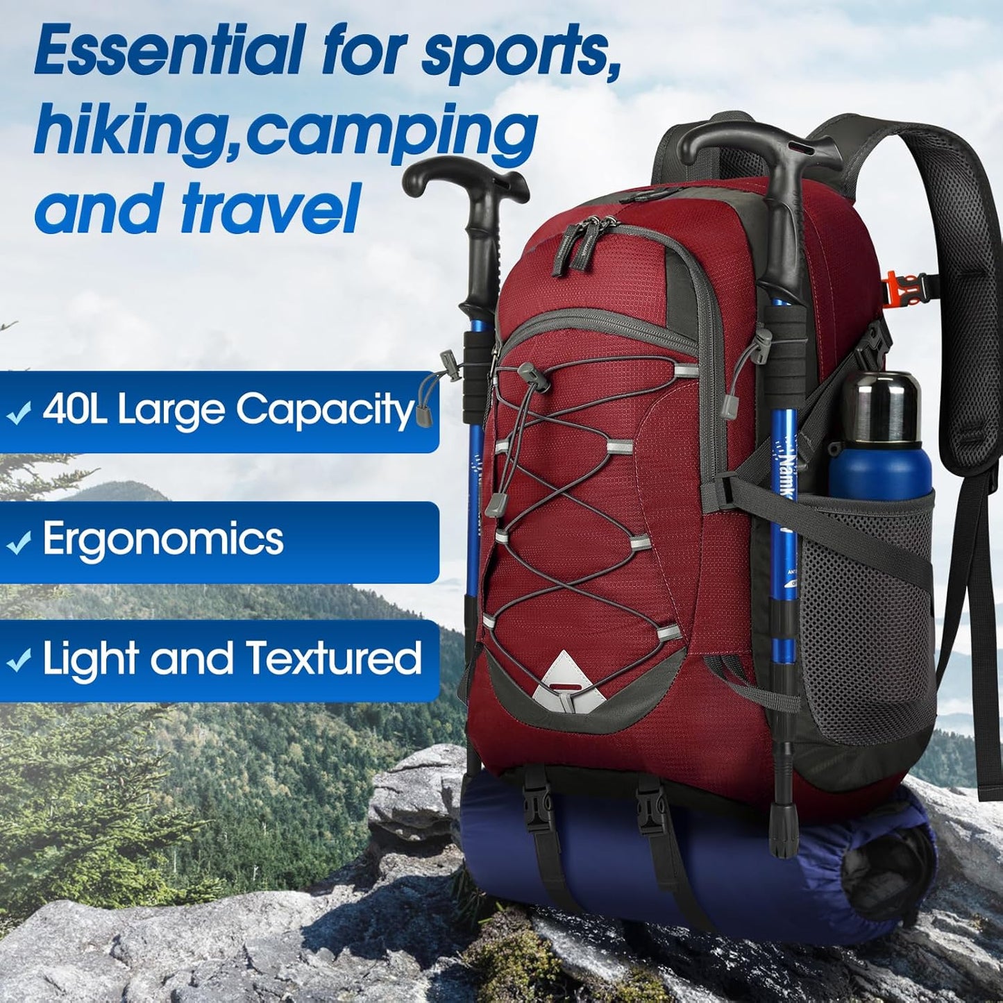 40L waterproof hiking and camping backpack – lightweight & foldable – 2 for the price of 1