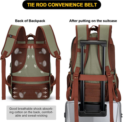 Anti-theft canvas laptop and travel rucksack with USB port – suitable for laptops up to 43.94 cm