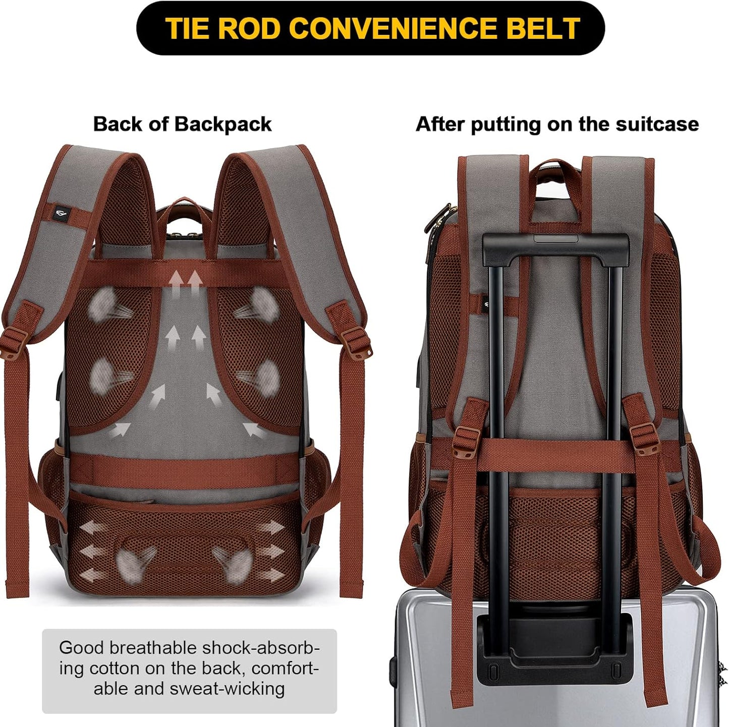 Anti-theft canvas laptop and travel rucksack with USB port – suitable for laptops up to 43.94 cm