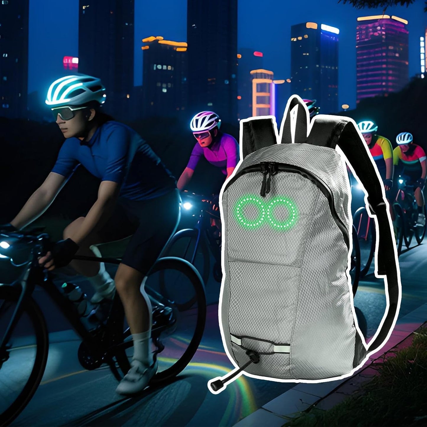 LED travel rucksack – waterproof illuminated rucksack with audio-responsive glow – Nexora