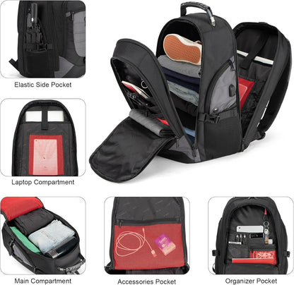 Waterproof anti-theft laptop and travel rucksack with USB port – 17.3"