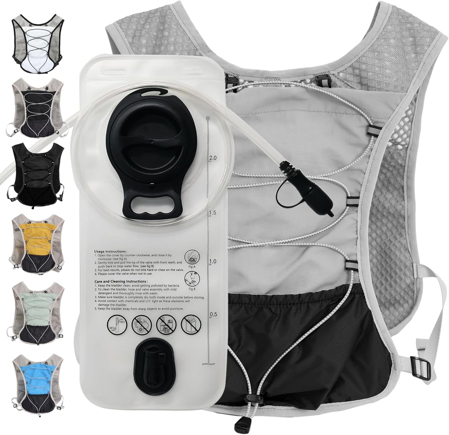 Ultralight running hydration vest with 2‑litre water bladder – Dravien
