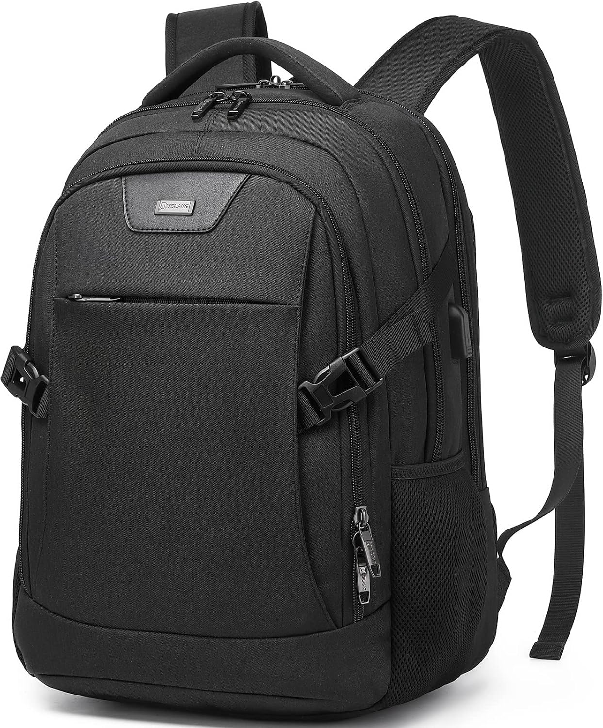 Waterproof travel laptop backpack with USB port and organised storage