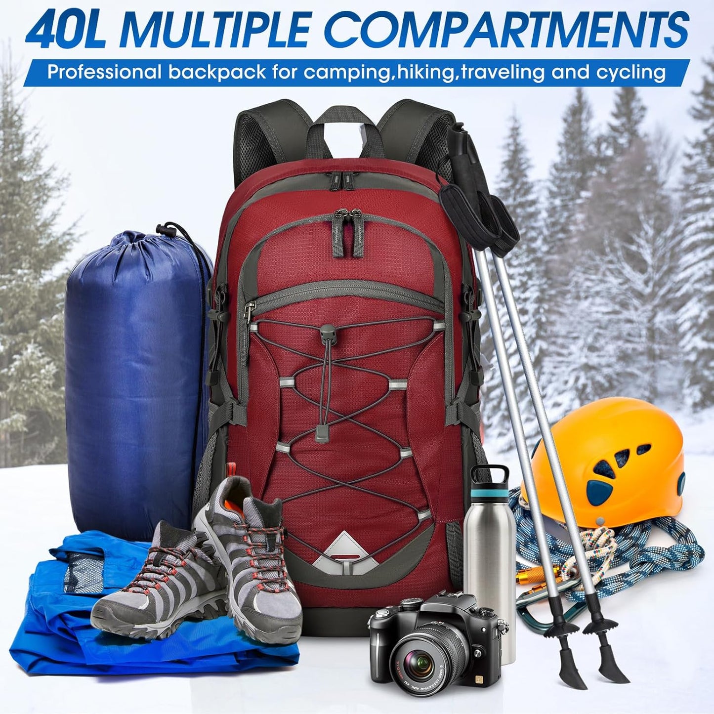 40L waterproof hiking and camping backpack – lightweight & foldable – 2 for the price of 1