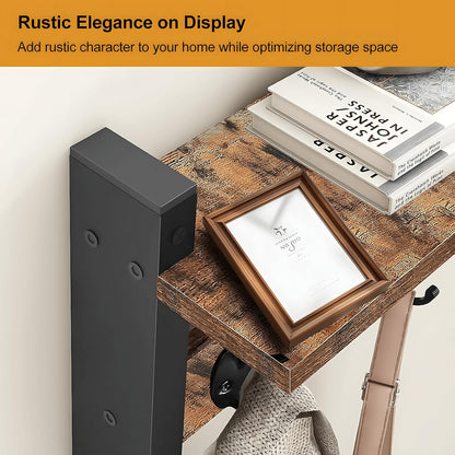 Wall-mounted coat rack with shelf and 5 metal hooks – Ravora