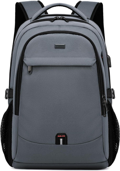 Water-resistant travel laptop backpack with USB charging port