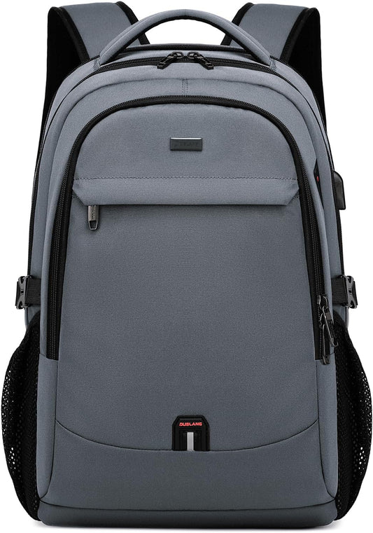 Water-resistant travel laptop backpack with USB charging port
