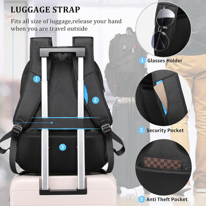 50L waterproof extra-large travel laptop backpack with USB port