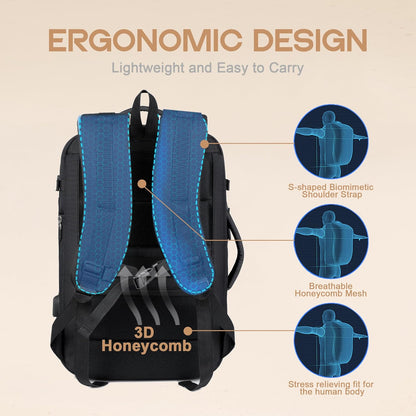40L expandable waterproof travel backpack with USB port & 17" laptop compartment – AirVoyage