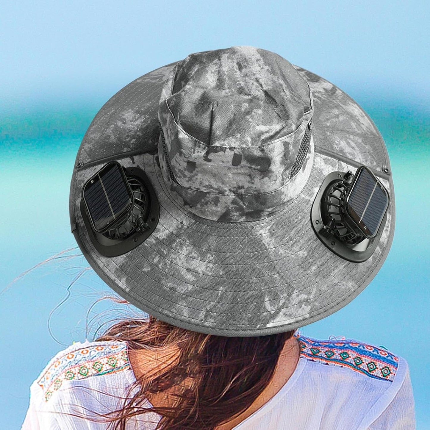 Solar-powered fan cooling hat with UV protection – Solvoro