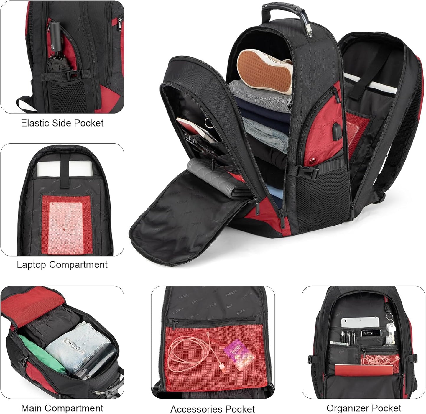Waterproof anti-theft laptop and travel rucksack with USB port – 17.3"