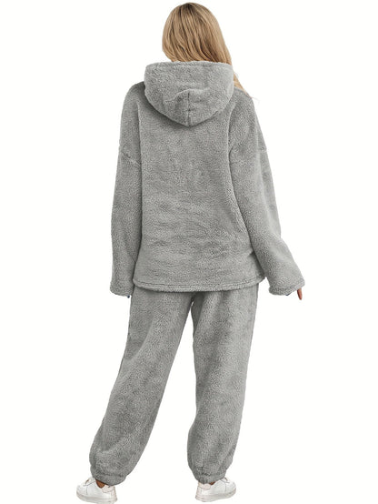 Warm Coral Fleece Women's Loungewear Set – Fenna