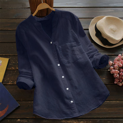 Autumn cotton-linen women's blouse – Maëlle