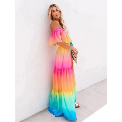 Multicoloured summer dress with a flattering cut – Alisha