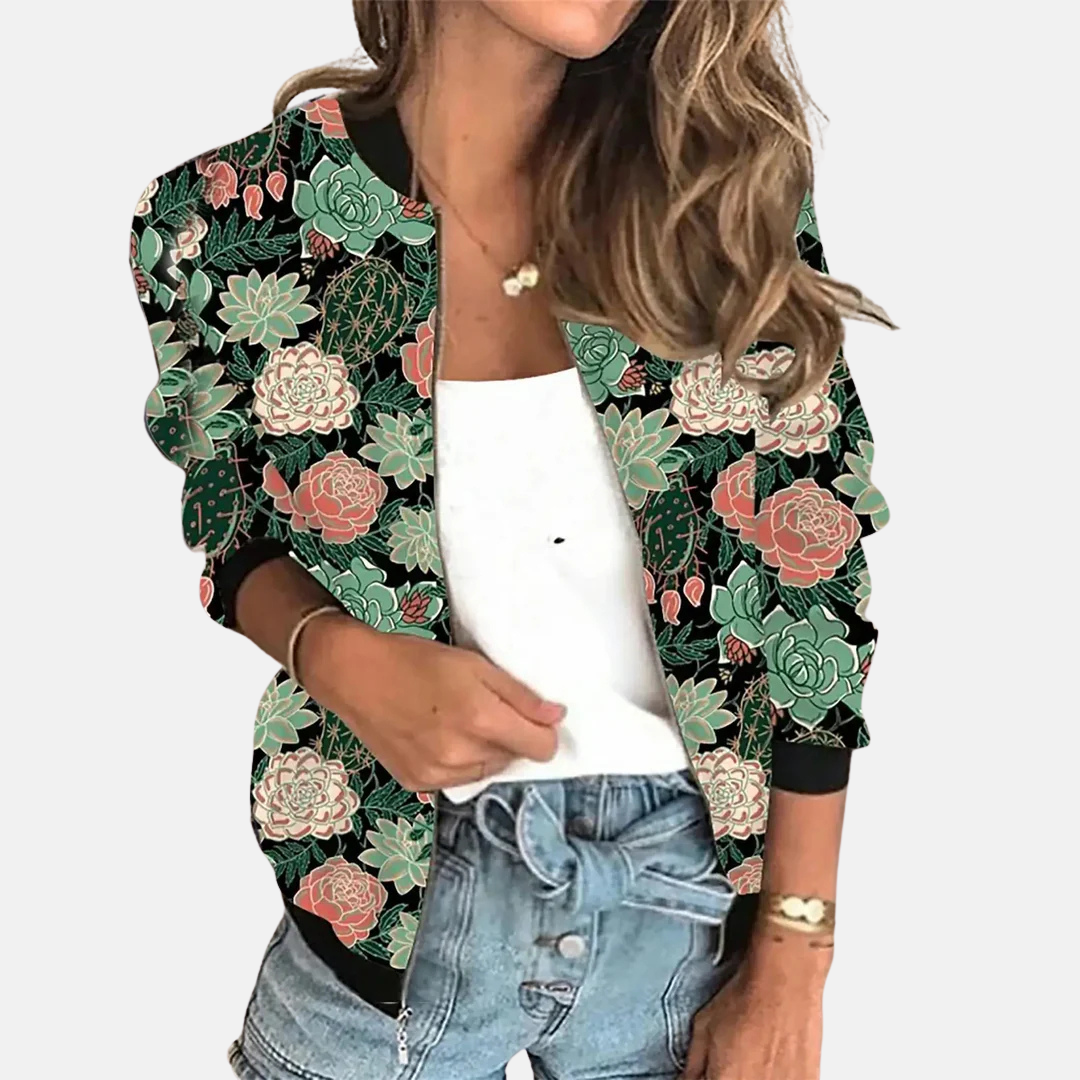 Ladies Retro Bomber Jacket with Print – Zoë