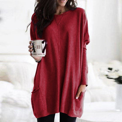Oversized women's autumn sweater with pockets – Yara