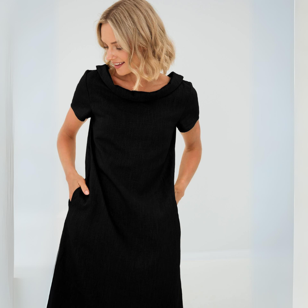 Linen summer dress, midi-length – Fenna