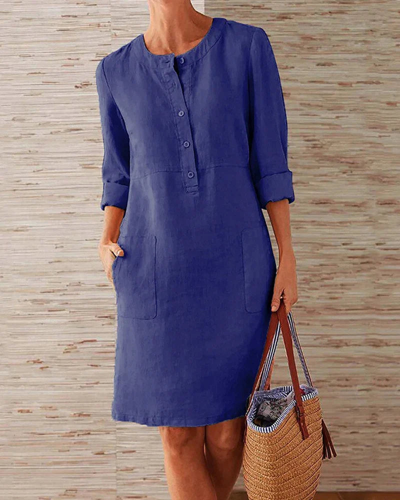 Elegant autumn dress with button placket – Allegra