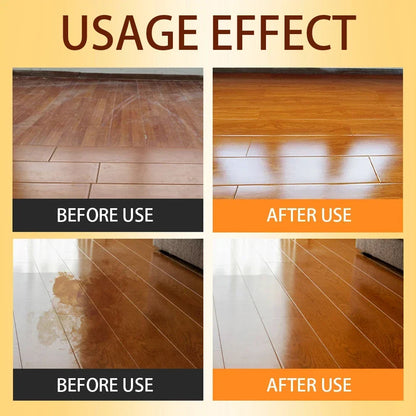 Two pairs of before-and-after wooden floor photos showing a dull floor turned glossy 8