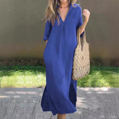 Summer dress with V-neck and slits – Soraya
