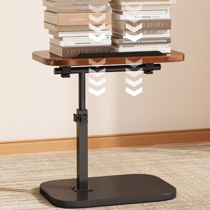 Desk top stacked high with large hardback books, with downward chevrons illustrating its load-bearing strength. 9