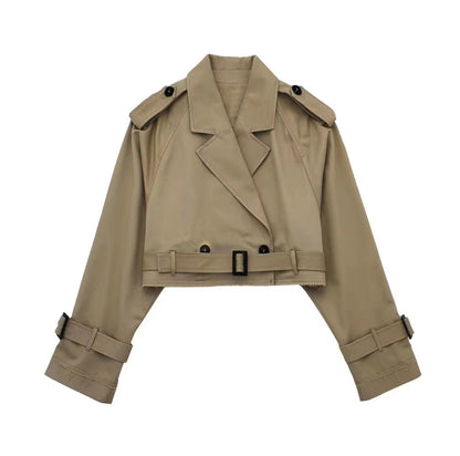 Autumnal Trendy Short Ladies' Trench Coat with Belt – Amelie