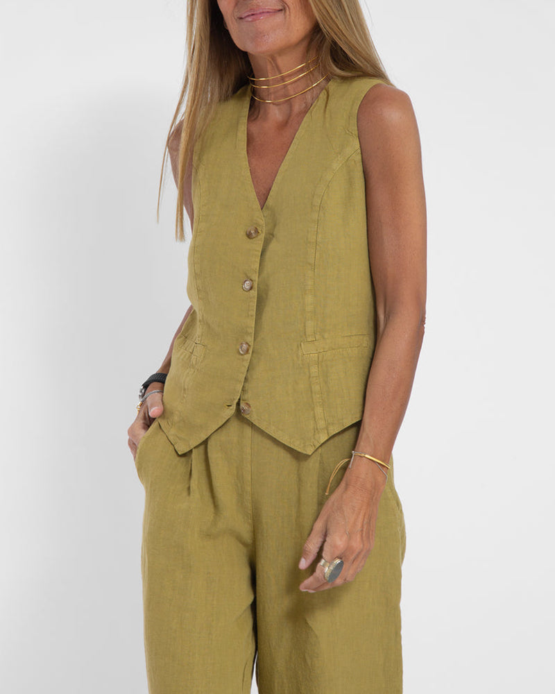 Linen 2-Piece Set with Wide Trousers and Jacket – Alma
