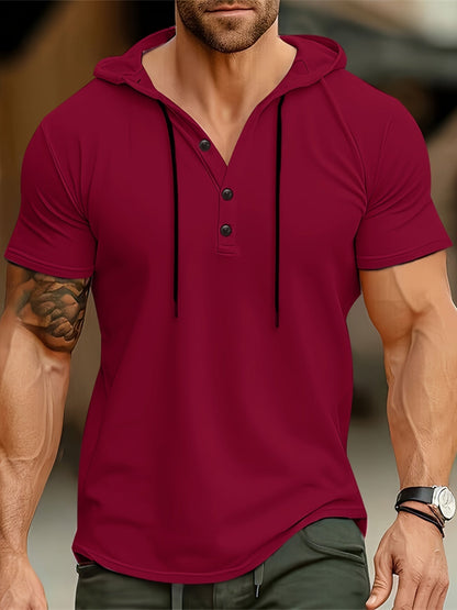 Men's hooded T-shirt with button fastening – Mason