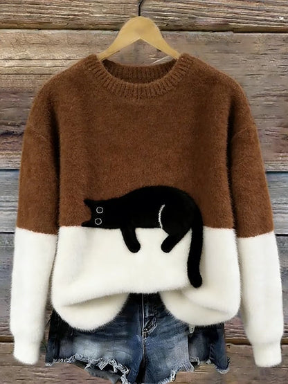 Cat Print Oversized Sweater 10