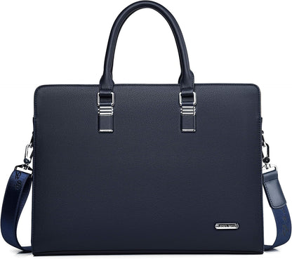 Genuine leather multi-compartment business laptop bag for professionals