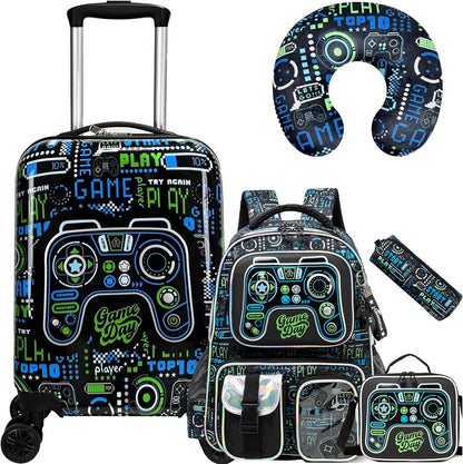 Kids' hard-shell cabin luggage set with spinner wheels – Game Day