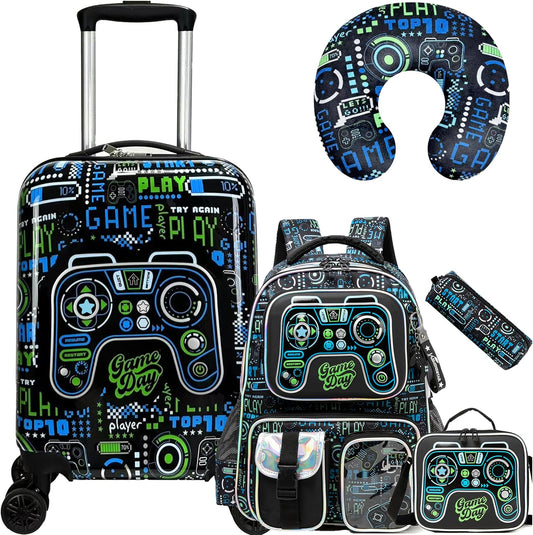 Kids' hard-shell cabin luggage set with spinner wheels – Game Day