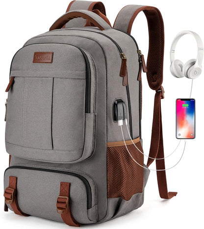 Anti-theft canvas laptop and travel rucksack with USB port – suitable for laptops up to 43.94 cm