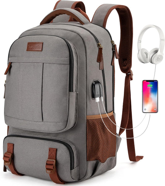 Anti-theft canvas laptop and travel rucksack with USB port – suitable for laptops up to 43.94 cm