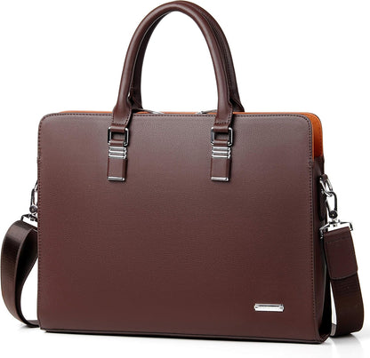 Genuine leather multi-compartment business laptop bag for professionals