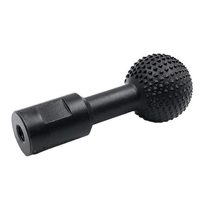 Black spherical carving bit with a studded ball head and a threaded socket at the end 4