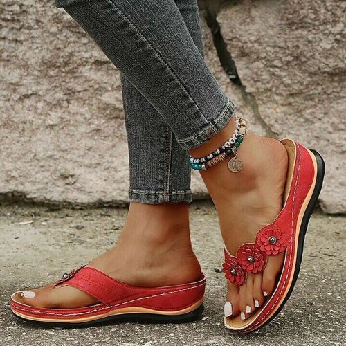 Orthopaedic ladies' sandals with floral detail – Melina