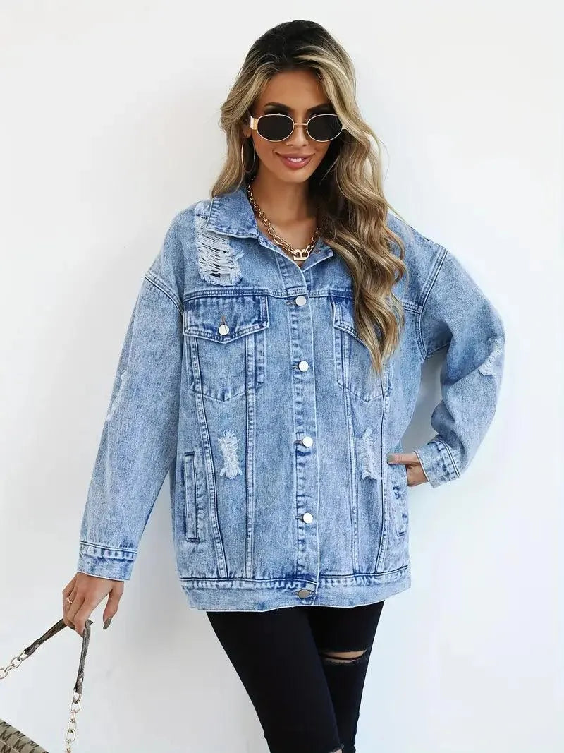Waterproof & Lined Oversized Women's Hooded Denim Jacket – Autumn Magic Talia