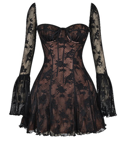 Stylish autumn dress for women with lace and an open back – Julisa