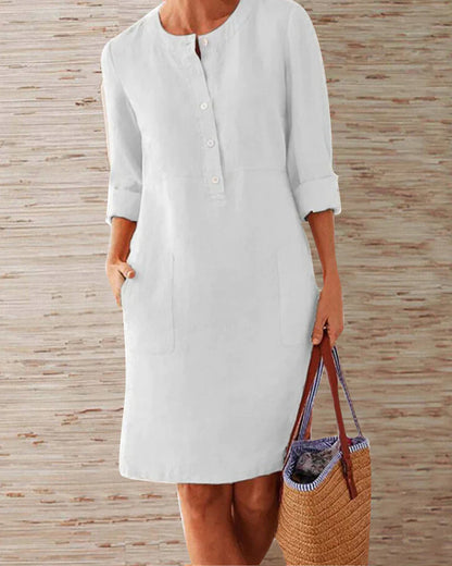 Elegant autumn dress with button placket – Allegra