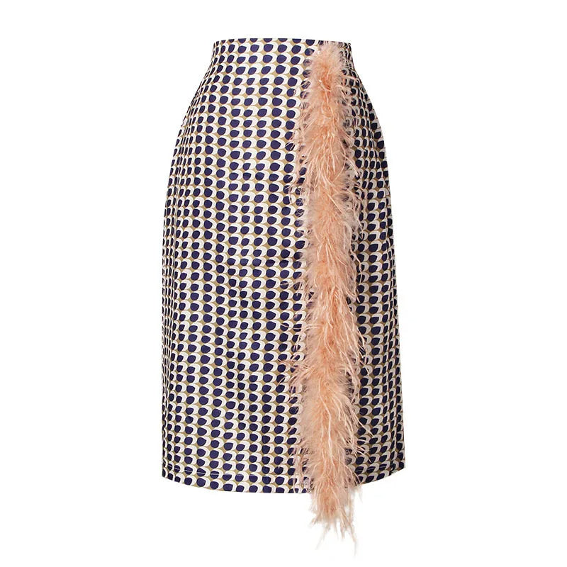Two-piece chiffon autumn outfit with belt and skirt – Maurelle