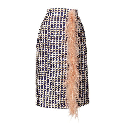 Two-piece chiffon autumn outfit with belt and skirt – Maurelle