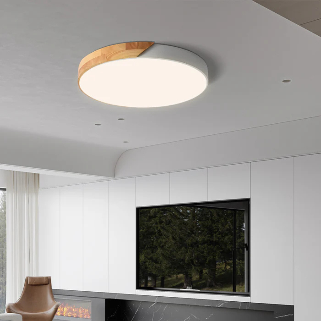 Delos Scandi Wood Ceiling Light | Natural LED Design Lamp 7