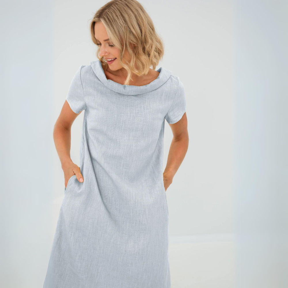 Linen summer dress, midi-length – Fenna