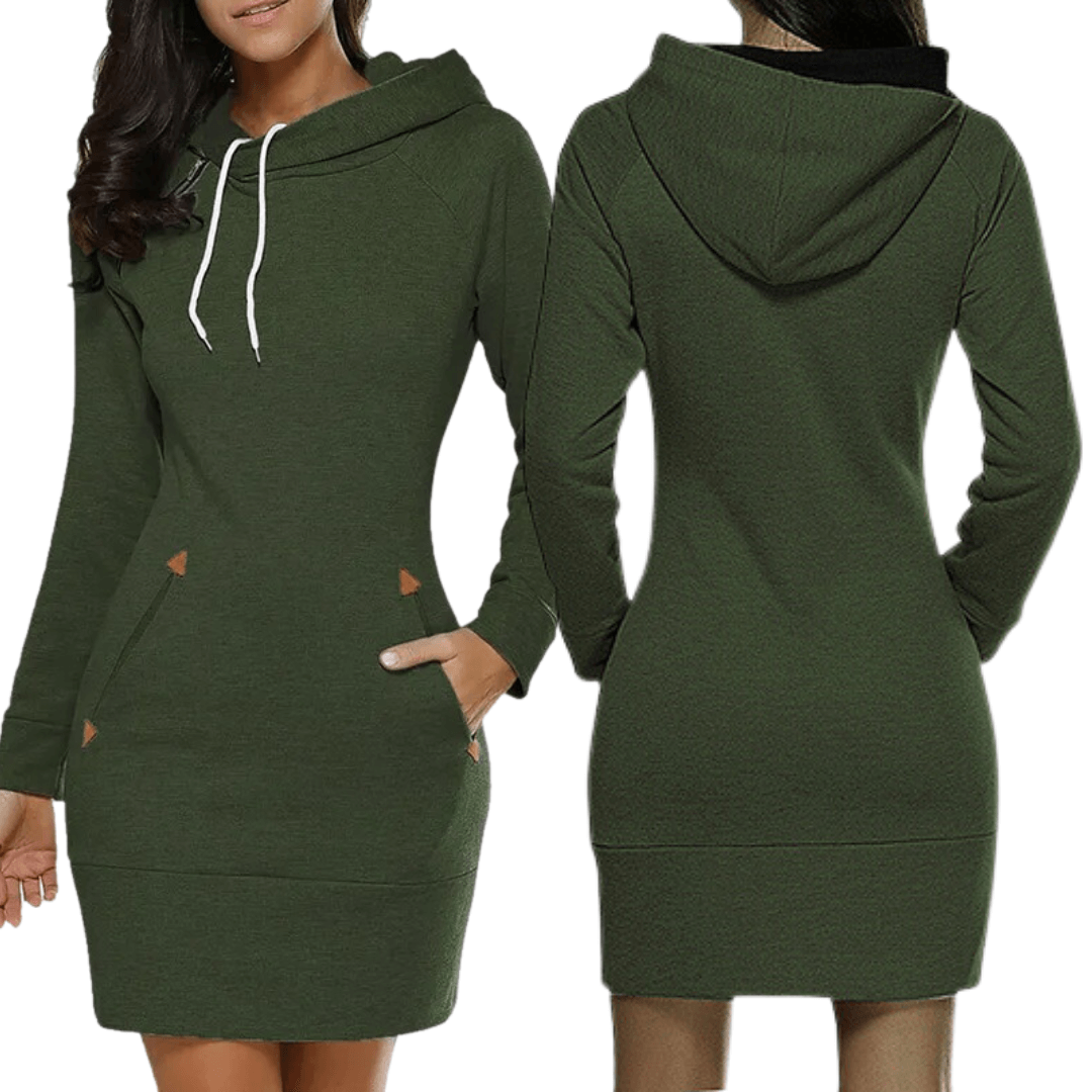 Hooded sweatshirt dress with pockets – Isabella