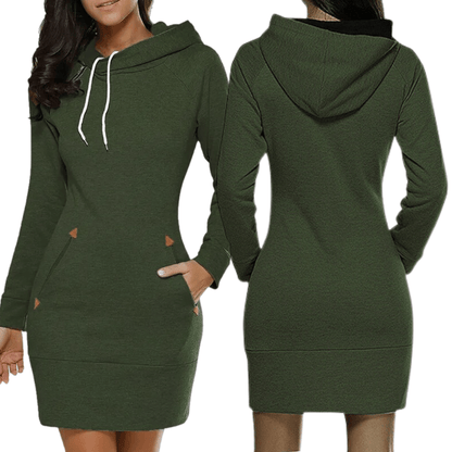 Hooded sweatshirt dress with pockets – Isabella