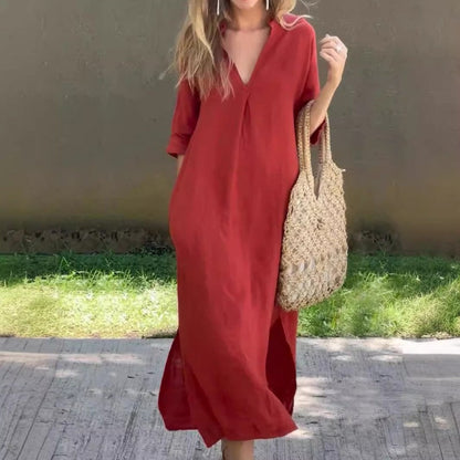 Summer dress with V-neck and slits – Soraya