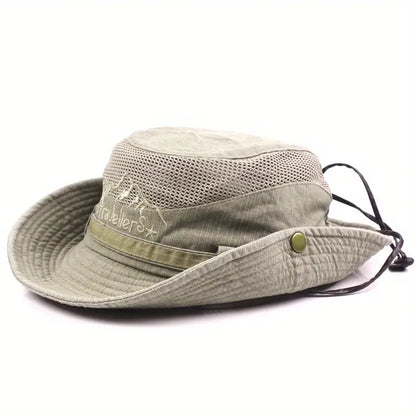 Outdoor sun hat with adjustable straps and wide brim – Solantra