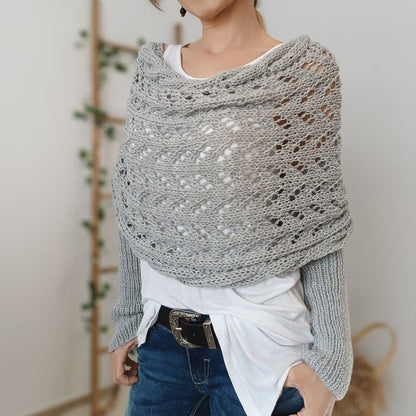 Double Sleeve Wrap Scarf - Cozy Knit Shawl with Built-In Sleeves 7